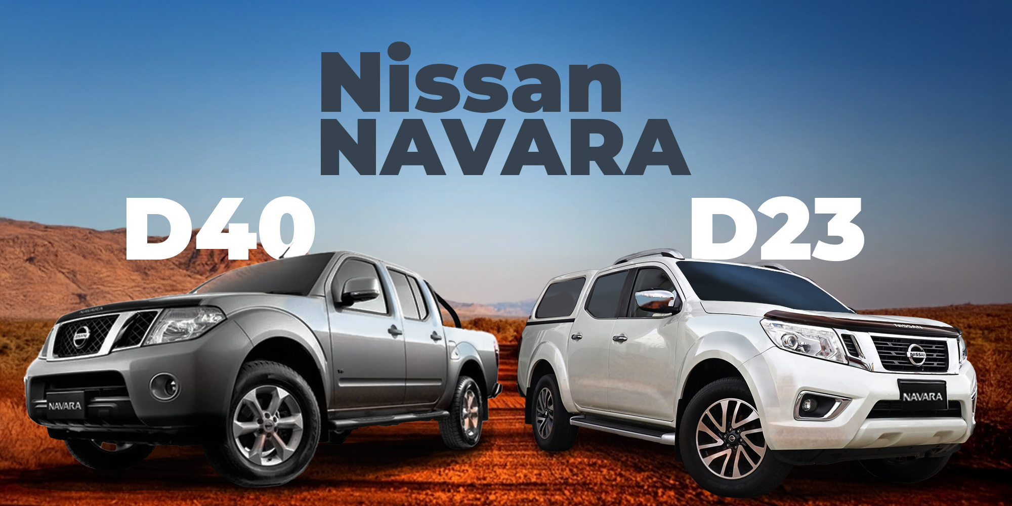 Photo of a D40 and D23 Nissan Navara on a dirt road